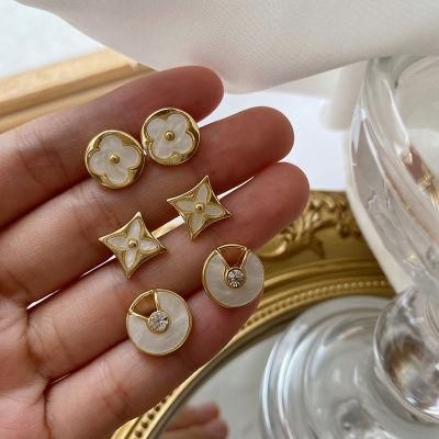 Wholesale Jewelry C Shape Sweet Cross Flower Women Stud Earrings