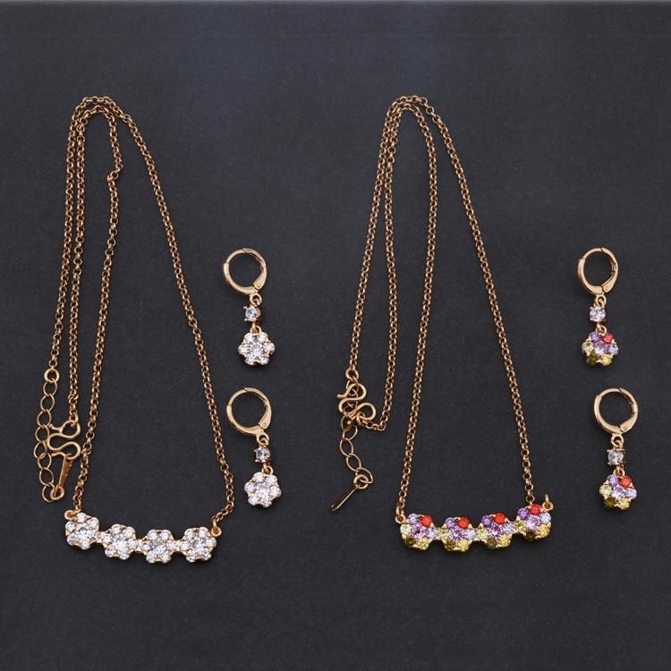 Costume Wholesale Fashion Imitation Gold Silver Stainless Steel Charm Jewelry with Earring Pendant Necklace Sets