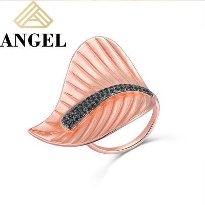 925 Silver Gold Plated Leaf Shape High Quality Hot Sale Factory Wholesale Trendy Women 2022 Ring