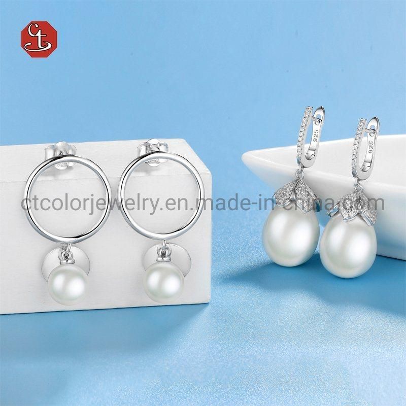 Fashion Jewelry Rose Plated 925 Silver Baroque Pearl Earrings Simple Irregular Unique Design Earrings