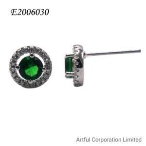 Silver Earring Fashion Jewelry with Round Stone