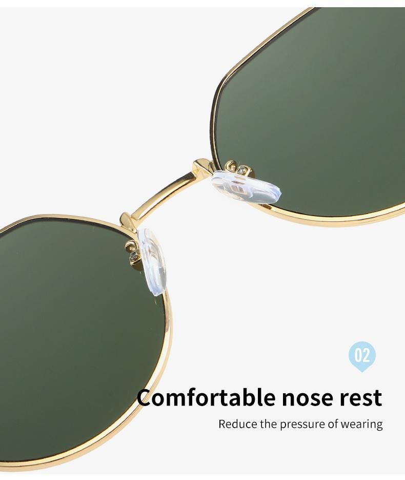 Women Mens High Quality Fashion Gold Metal Unisex Vintage Round Sunglasses