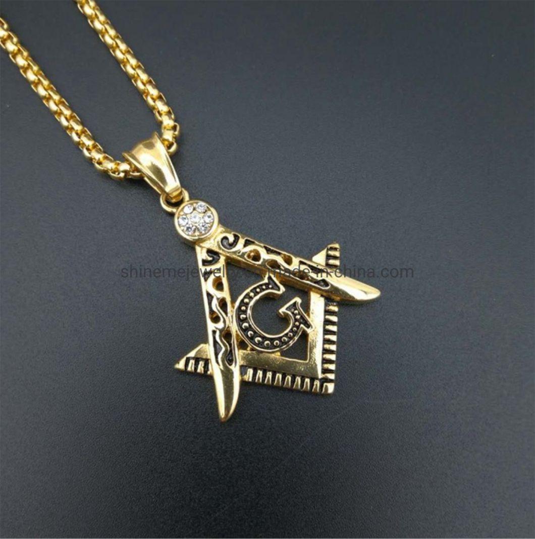 Fashion Jewelry Explosion Retro 316 Stainless Steel Free Mason Masonic AG Small Pendant Spt2625