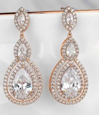 Rose Gold CZ Earring, Bridesmaid Earring, Wedding Earring, Bridal Earring, Wedding Jewelry