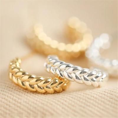 Woven Hoop Earrings in Silver and 18K Gold Plated for Women Girls Lady Party or Daily Wearing Jewels