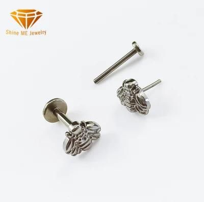 New Style G23 Titanium Jewelry Bee Lip Nail Push in Body Piercing Nose Ring Threadless Piercing Tpn033