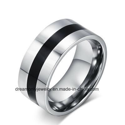 Wholesale Men&prime;s Simple Ring with White Two Sides Black Middle