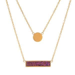 Elegant Women&prime;s Crystal and Druzy Quartz Stone Necklace