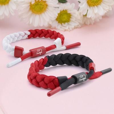 Zinc Alloy Nylon Rope Custom Logo Adjustable Couple Bracelets