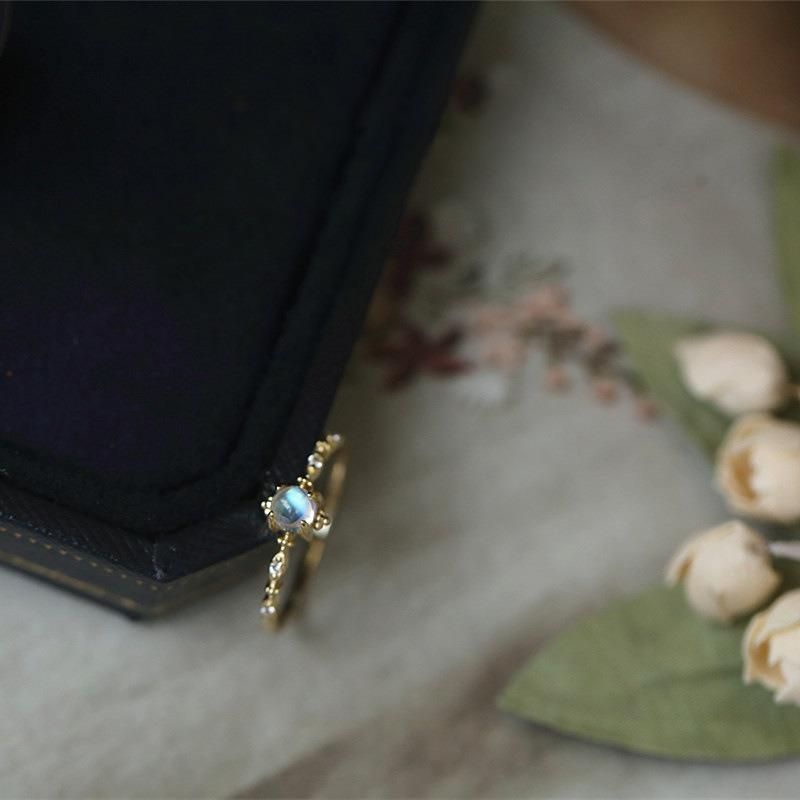 Trendy Fashionable Moonstone S925 Sterling Silver with Gems Lady′ S Ring Ring Fashion Jewelry Dropshipping Wholesale