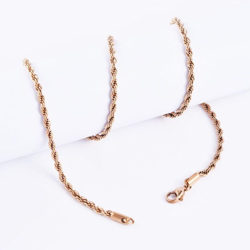 Fashionable Accessories Necklace 18K Gold Plated Rope Chain Jewelry for Man and Woman