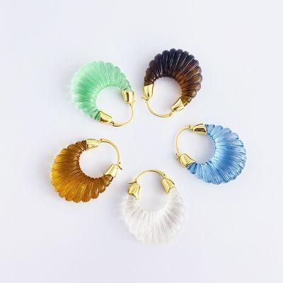 Fashion U Shape Coloured Glaze Feeling Hoop Earring