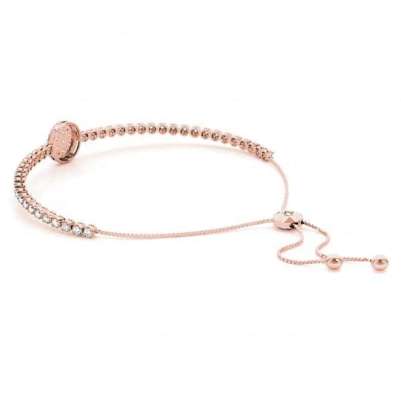 New Arrival Bracelet Round Illusion Center 925 Sterling Silver Adjustable Bracelet with Slider