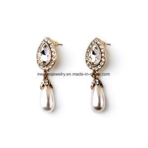 Cheap Inlaid Rhinestone Alloy Earrings Water-Drop Pearl for Girls