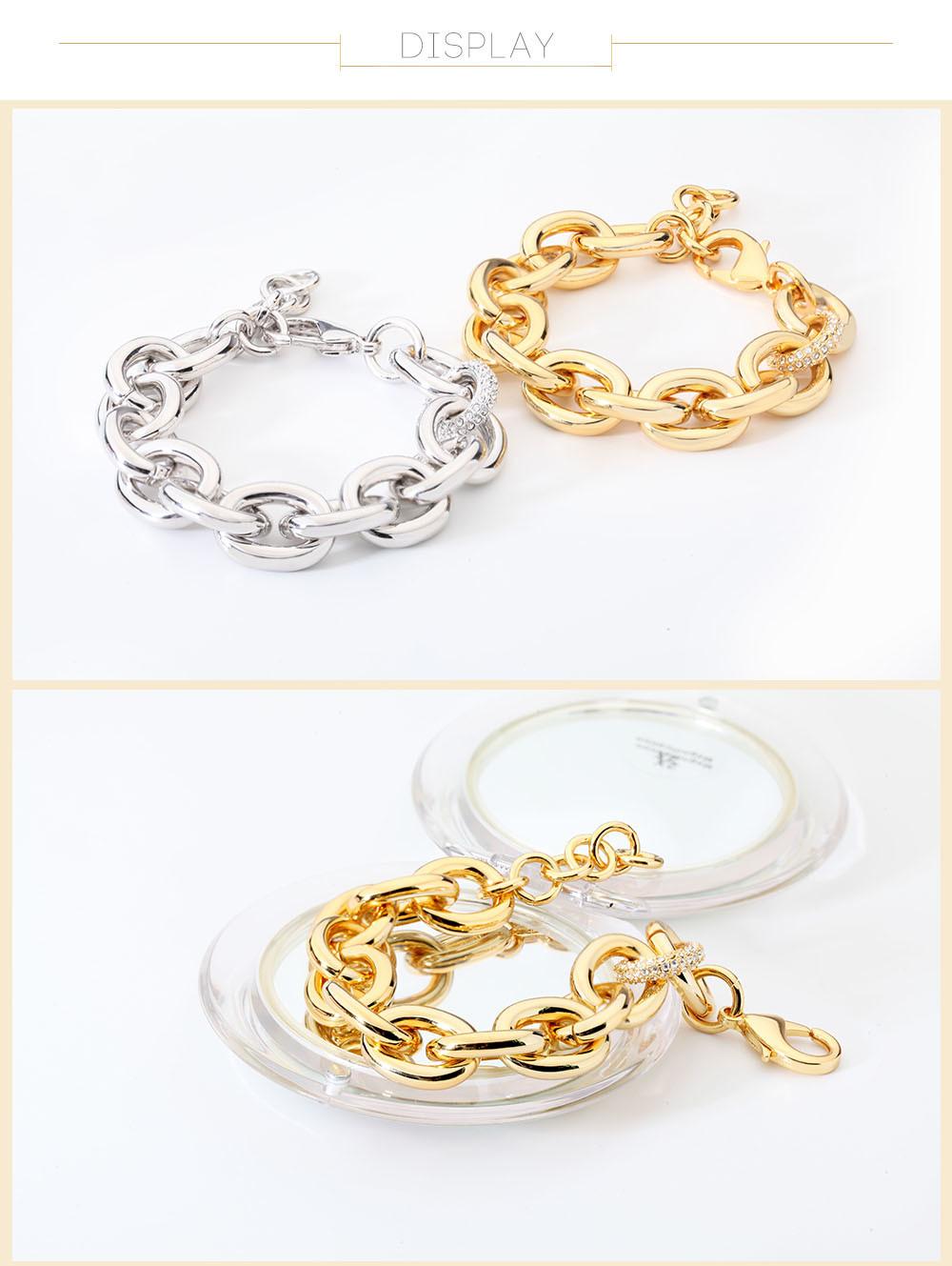 Unique Structure Chain Bracelet with Crystal Clear Rhineston