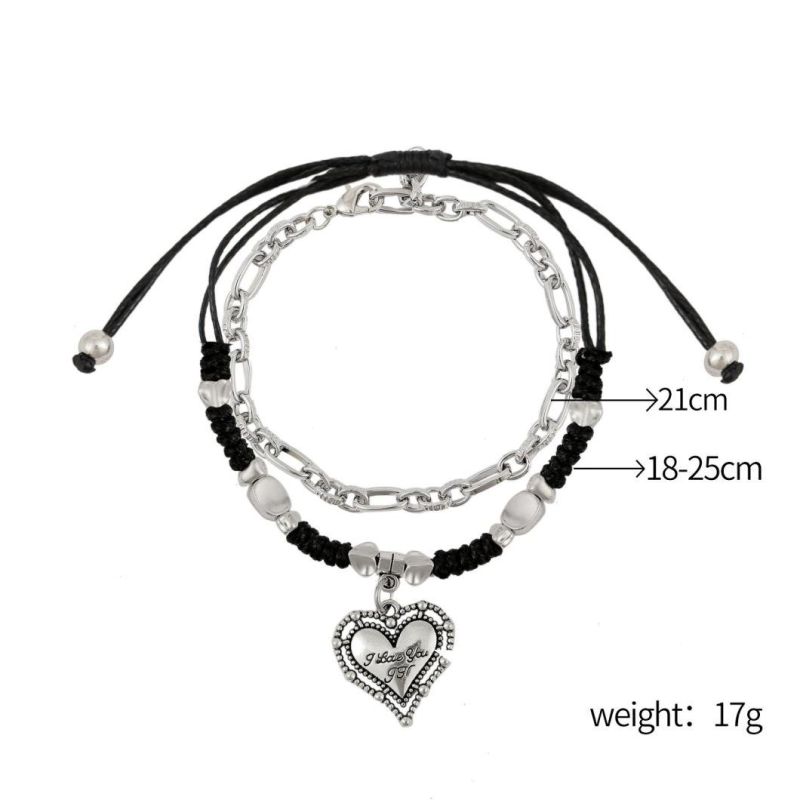Custom Engraved Logo Men Woman Luxury Paracord Anchor Clasp Braided Nylon Rope Charm Bracelet