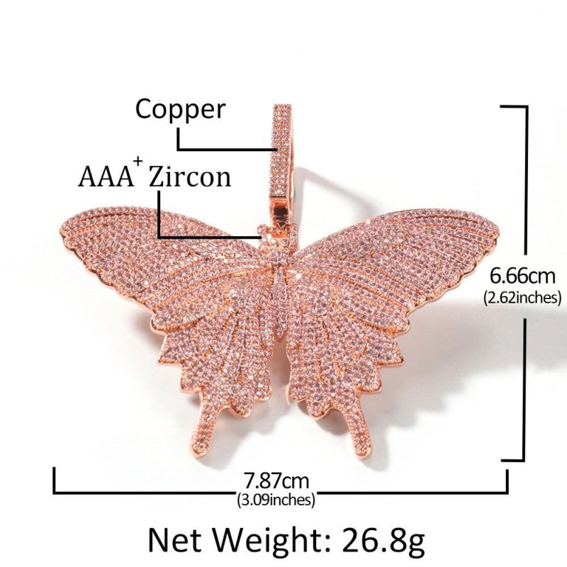 Fashion Pink Zircon Flower Pendant Copper Necklace