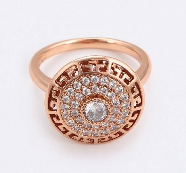 Unique Design Engagement Rose Gold Plated Color Diamond Elegant Shape Design Ring Women