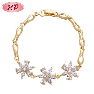 Handmade White Cubic Zirconia Gold Plating 14K 15K Gold Bracelet