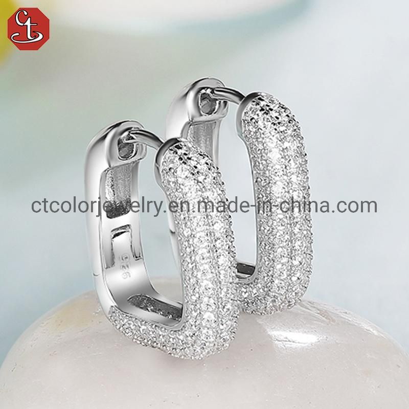 Fashion Jewelry 925 Sterling Silver White Cubic Zircon Earrings Wholesale Silver jewellery
