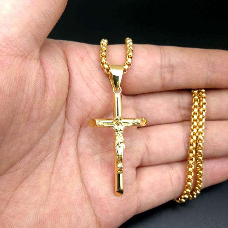 Explosive Jewelry Titanium Steel/Stainless Steel Gilded Jesus Cross Pendant Spsz016