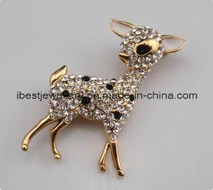 Fashion Jewelry-Deer Shaped Crystal Brooch Pin