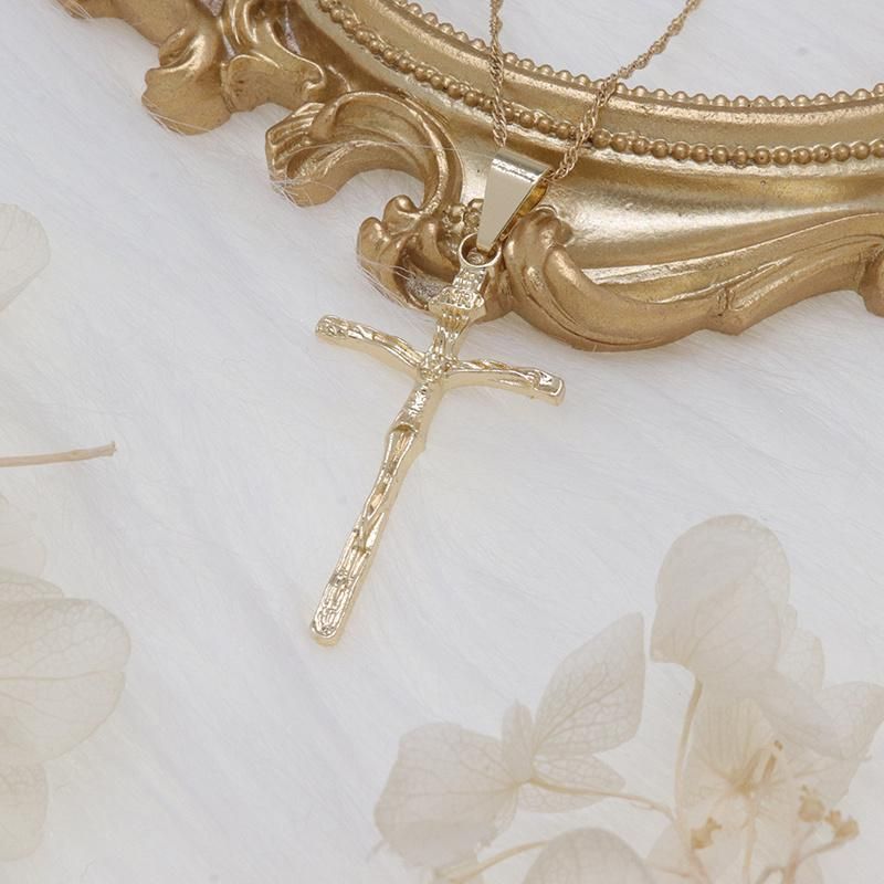 Wholesale 18K Gold Plated Cross Jesus Fashion Jewelry Necklace