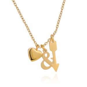 Fashion Stainless Steel Heart and Arrow Charm Necklace