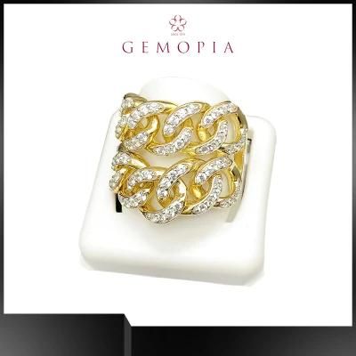 Hiphop Gold-Plated Rhinestone Ring for Men