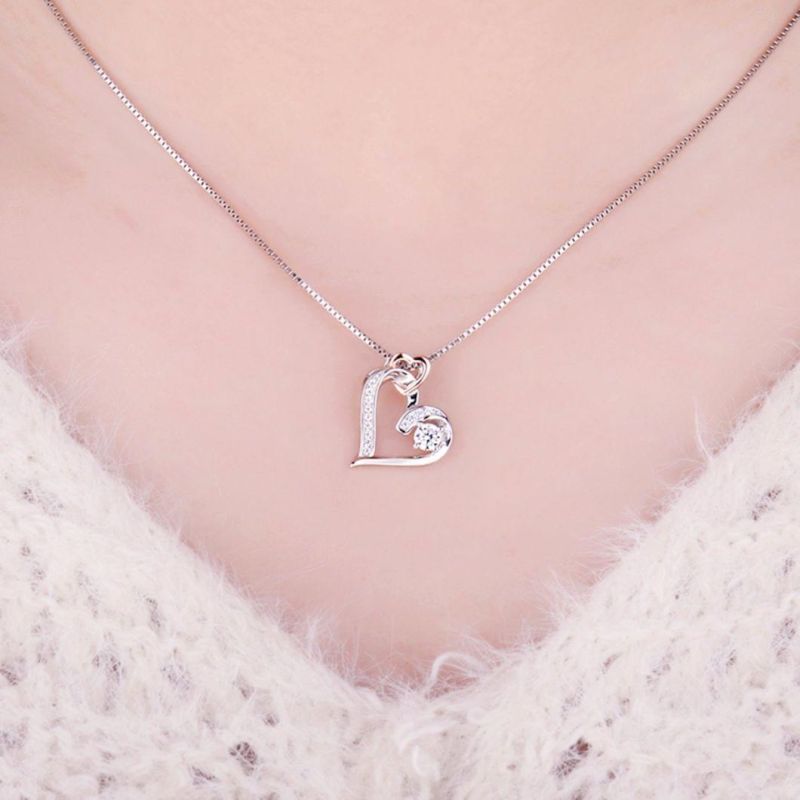 Rose Gold Plated 925 Sterling Silver Jewelry Heart Pendant Necklace Fashion Jewelry Wholesale