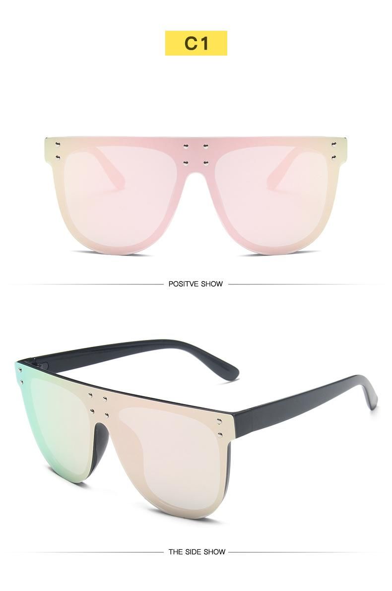 One-Piece Big Frame Sunglasses Fashion Rivet Colorful Mercury Sunglasses