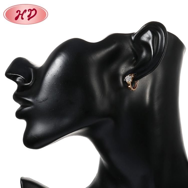 Fashion Jewelry 18K Gold Plated Silver Alloy Huggie Stud Drop Hoop CZ Earrings with Crystal for Women