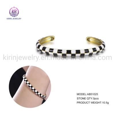 Two Color Open Enamel Bracelet for Women Bangles Jewelry Women Cuff Bracelets &amp; Bangles 18K Gold Plated Bangles Bracelets Women