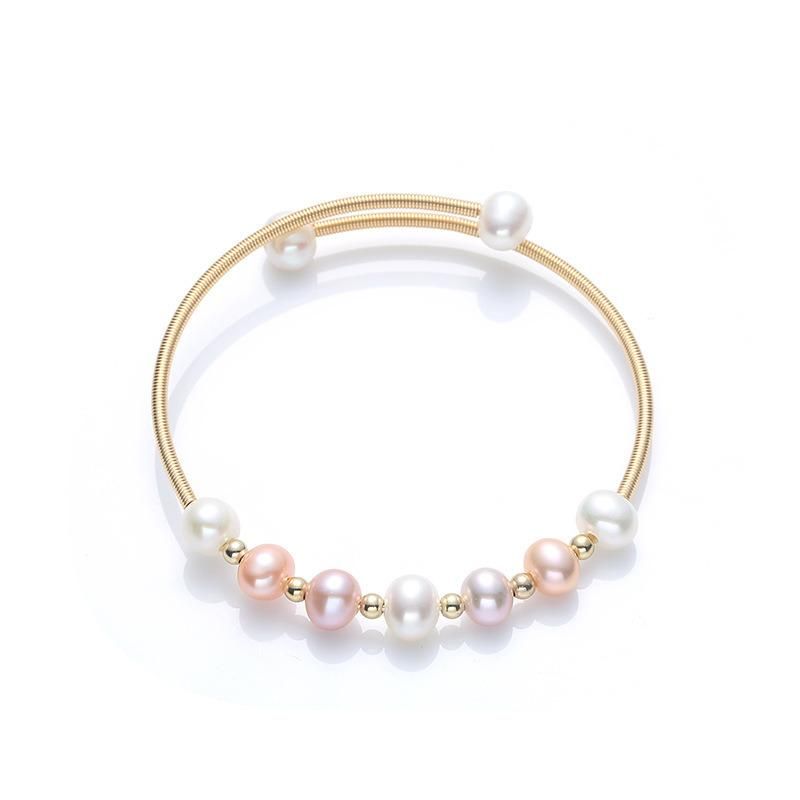 Natural Freshwater Pearl 14K Gold Pearl Bracelet