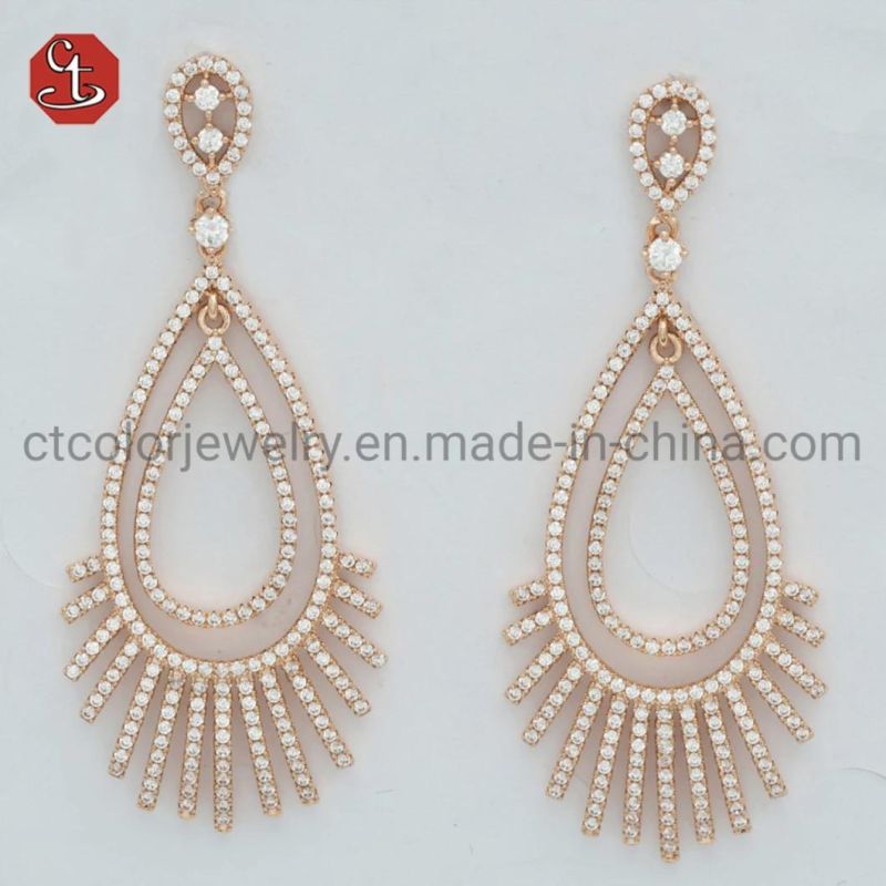 Factory Price Tassel Silver or Brass Pave Cubic Zircon