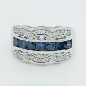 Luxury 925 Sterling Silver London Blue Band Ring Jewelry