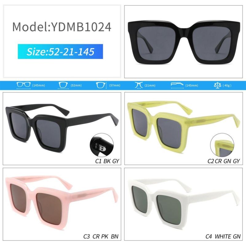 New Fashion Style Unisex Polarized Trend Street Super Large Sunglasses Custom Loge Square Frame Acetate Sunglasses