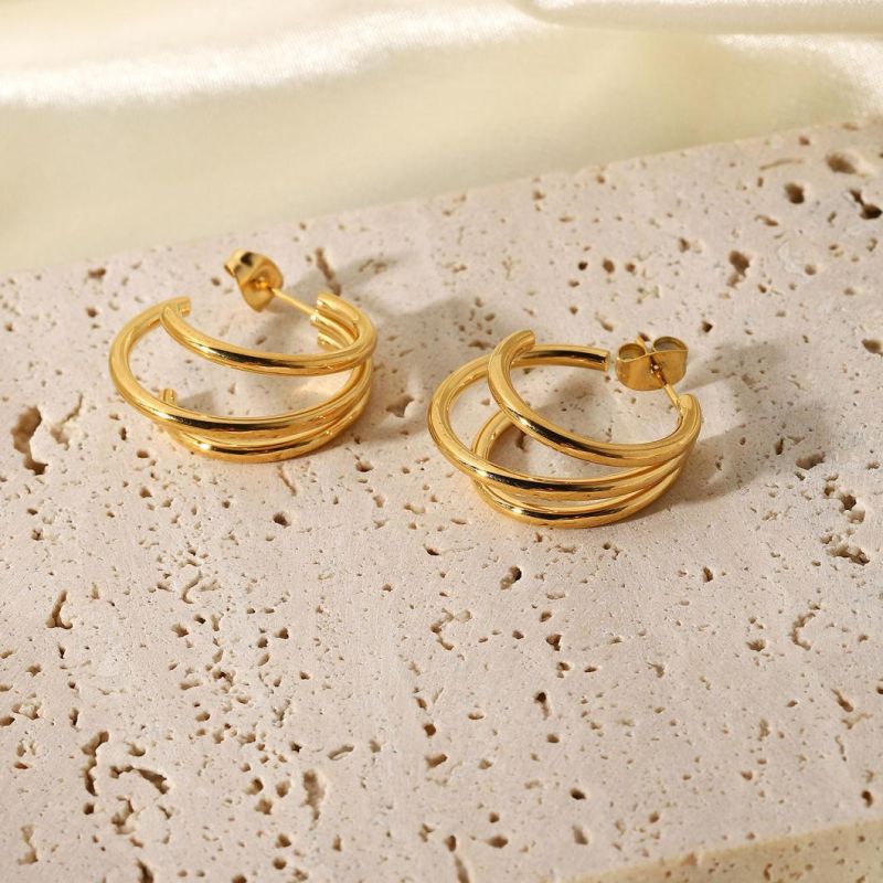 Latest Design 3 Circles Fashion Stainless Steel Earrings