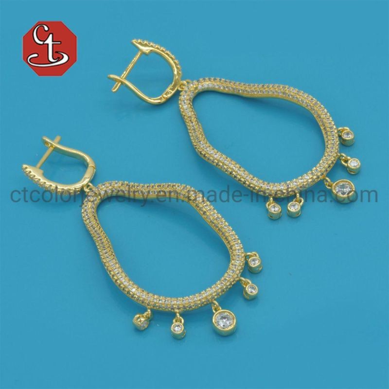Vintage Cubic Zircon Drop Earrings Jewelry Temperament Design Water Drop Elegant Long Large Statement Dangle Earrings For Women