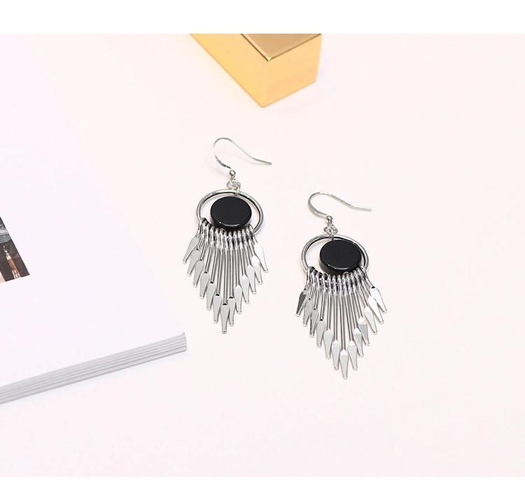 Korean Tassel Earrings Fashion Metal Earrings Fashion Exaggerated Fan-Shaped Earrings