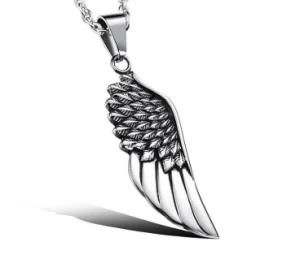 Vintage Antique Silver Single Angel Wing Necklace Collier Collares Metal Feather Necklaces&Pendants