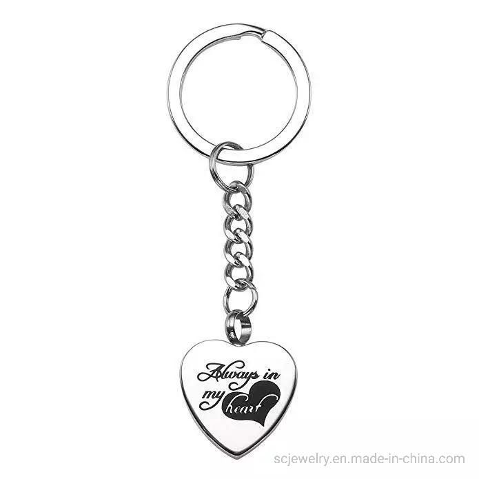 Engraving Heart Cremation Urn Keychain/Pendant Necklace for Ashes