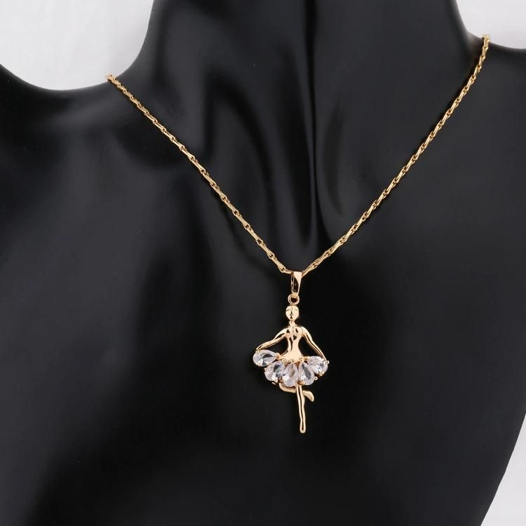 Costom Fashion Women 18K Gold Plated Alloy Crystal Silver Jewelry Chain Sets Pendant Necklace