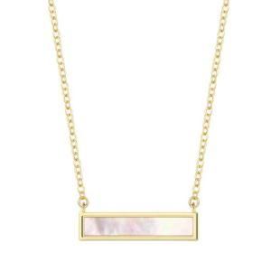 14K Gold Plated Mother of Pearl Shell Bar Women Necklace