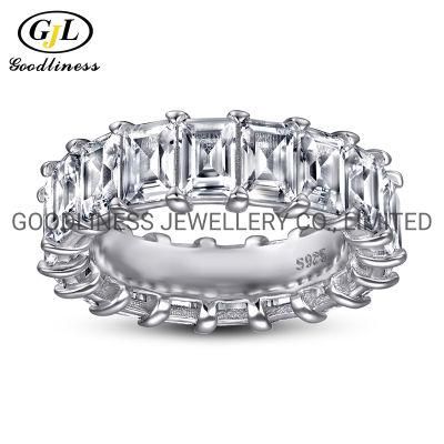 Trendy Diamond Wedding Jewelry 925 Sterling Silver Women Rhinestone Rings