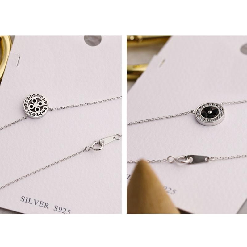 S925 Sterling Silver Necklace New Round Round Clover Pendant Necklace