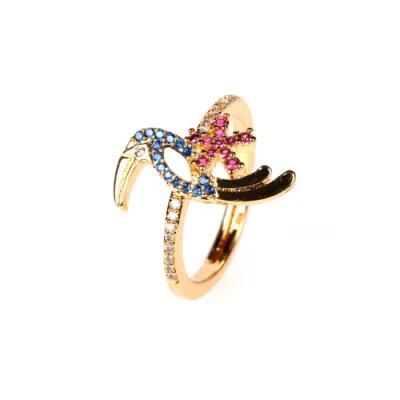High Quality Rainbow Color CZ Stone Ring Bird Engagement for Women Jewelry