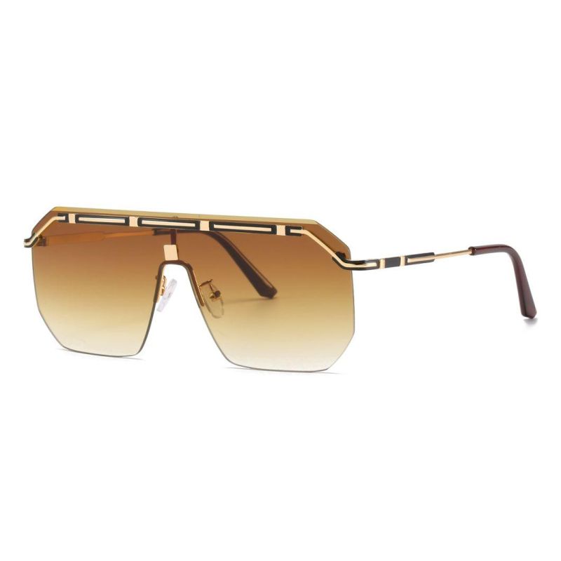 2020 No MOQ Fashion One Piece Oversize Metal Sunglasses