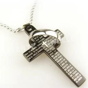 Fashion Stainless Steel Cross Pendant with Ring (PZ6108)
