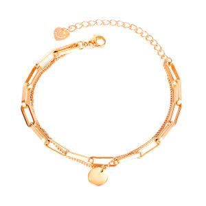 Minimalism Simople Paper Clip Stainless Steel Chain Adjuestable Coin Pendant Women Bracelet&#160;